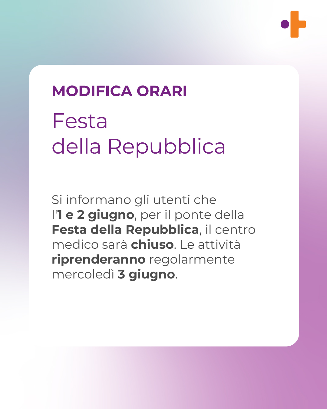 CEMS | Chiuso lunedì 1 e martedì 2 giugno